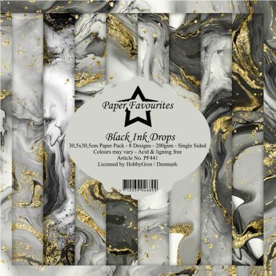 Dixi Craft Paper Favourites Black Ink Drops Designpapiere - Paper Pack