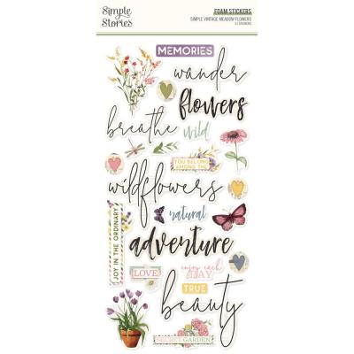 Simple Stories Simple Vintage Meadow Flowers - Foam Stickers