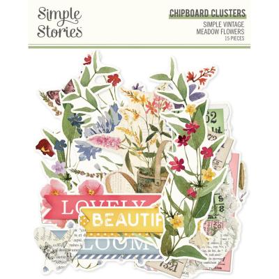 Simple Stories Simple Vintage Meadow Flowers - Chipboard Clusters