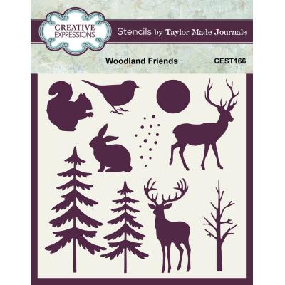 Creative Expressions Taylor Made  Journals Stencil - Woodland Friends