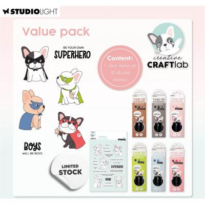 StudioLight Creative Craftlab - Value Pack: Clear Stamp Set + Twin Tip Markers