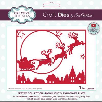 Creative Expressions Sue Wilson Craft Die - Festive Moonlight Sleigh Cover Plate