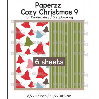 Crealies Paperzz Cozy Christmas - Bells + Green Stripes