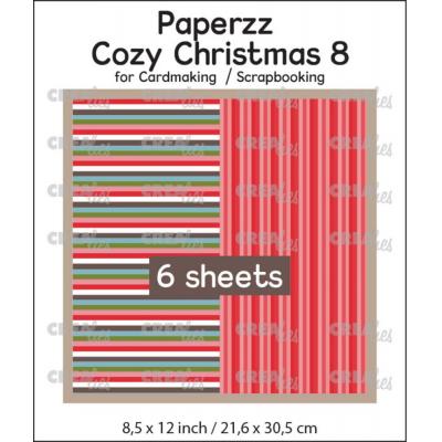 Crealies Paperzz Cozy Christmas - Lines + Red Stripes