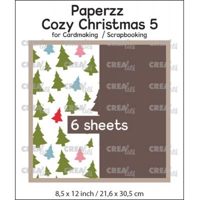 Crealies Paperzz Cozy Christmas - Trees + Brown