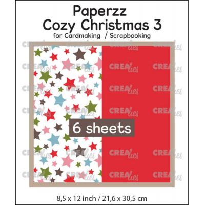 Crealies Paperzz Cozy Christmas - Stars + Red