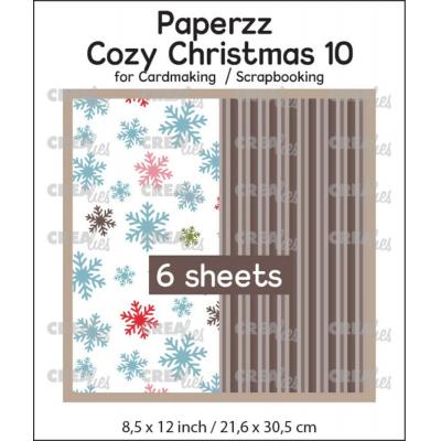 Crealies Paperzz Cozy Christmas - Snowflakes + Brown Stripes