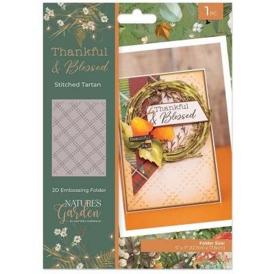 Crafter's Companion Thankful & Blessed Embossingfolder - Stitched Tartan