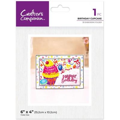 Crafter's Companion Partial 3D Embossing Folders -  Birthday Cupcake