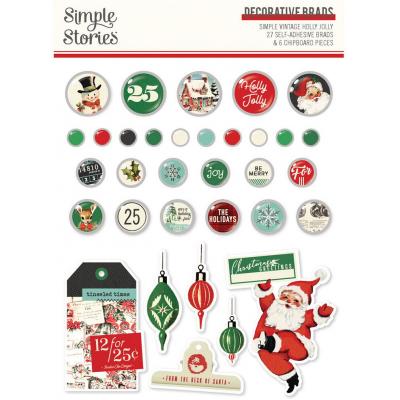 Simple Stories Simple Vintage Holly Jolly - Decorative Brads