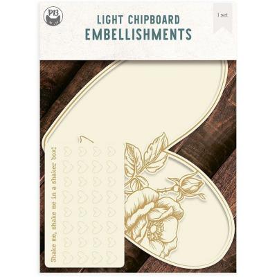 Piatek13 Love Stories Light Chipboard Embellishments - Shaker Base Heart