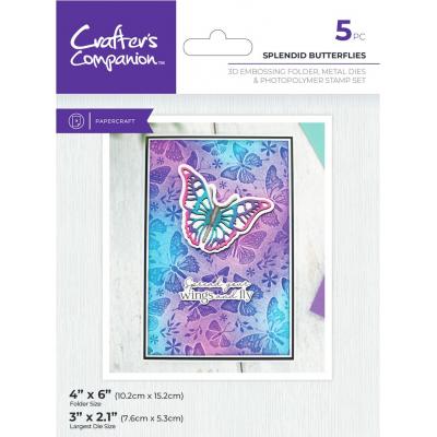 Crafter's Companion 3D Embossing Folder, Dies + Stamps - Splendid Butterflies