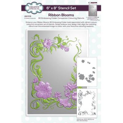 Creative Expressions Companion Colouring Stencil -  Ribbon Blooms